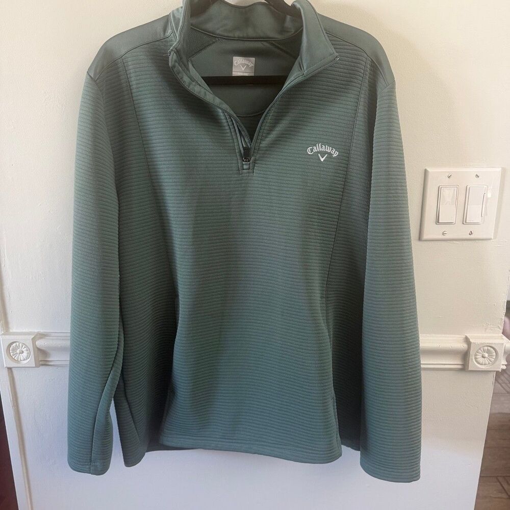 Callaway 1/4 Zip Pullover Opti-Dri Golf Green Ribbed L Pre-Owned